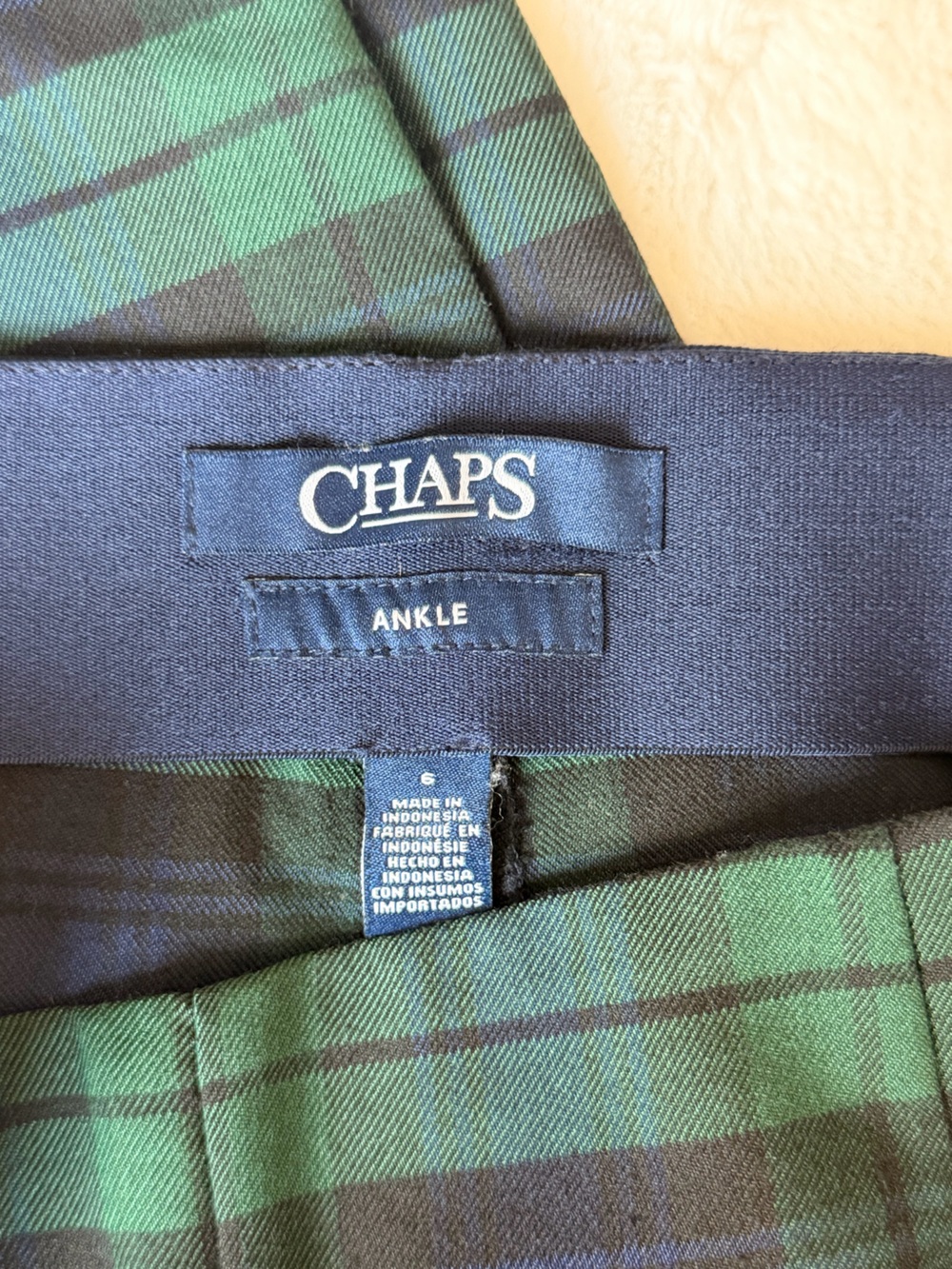 Chaps Green and Navy Plaid Chinos - Picture 3 of 4